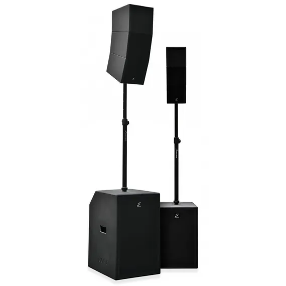 Studiomaster CORE 151 Активный мобильный акустический комплект с интегрированным микшером Вертикальный массив: СЧ: 3х 8” Neodymium full range driver ВЧ: 12х 1” dome tweeter