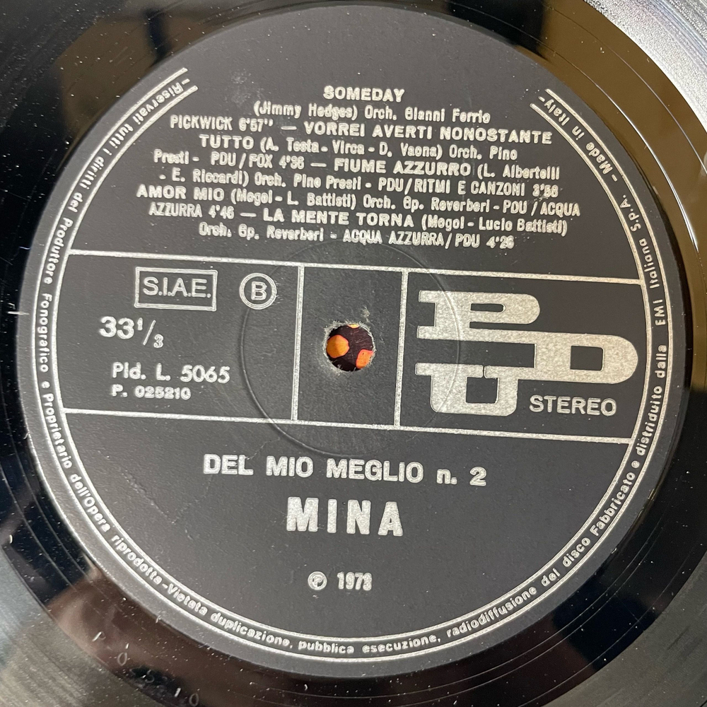 Винтажная виниловая пластинка LP Mina Del Mio Meglio N.2 (Италия 1973)