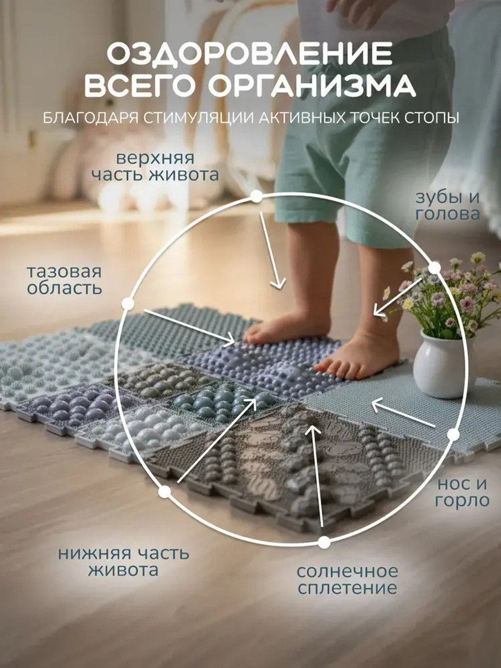 Ортопедический модульный массажный коврик "ОРТОДОН" в серой гамме (6 модулей)