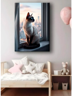 Картина Сиамская кошка, на стену 30х40см 1шт.