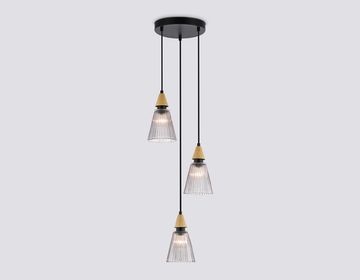 Светильник подвесной 3*E14 LH58112/3 BK/LW/SM чёрный/светлое дерево/дымчатый Modern Heigh Light Ambrella
