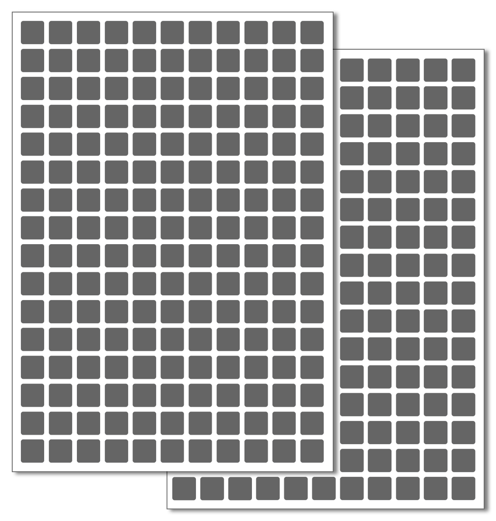 Темно-серые виниловые наклейки для маркировки Policomprint М14, 10х10 мм. 352 шт.
