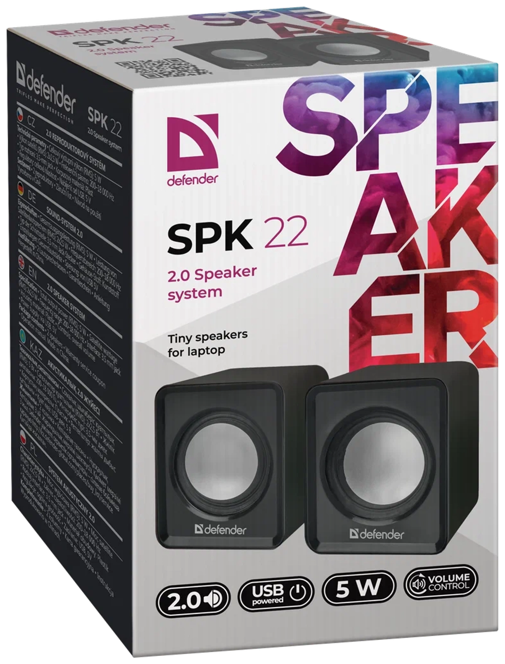 Акустика 2.0 DEFENDER SPK-22 2*2Вт, питание от USB черная