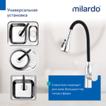 Смеситель для кухни 35к Milardo POLSB0FM05 Поли (Poli) выс. гиб.черный излив, п/гайку, пластик, ХРОМ