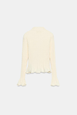 ZARA СВИТЕР С УЗОРОМ "КОСЫ", ЭКРЮ