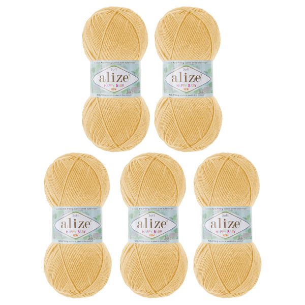 Пряжа Alize (Ализе) Happy Baby New / уп.5 мот. по 100 г, 320м, 250 светлый лимон