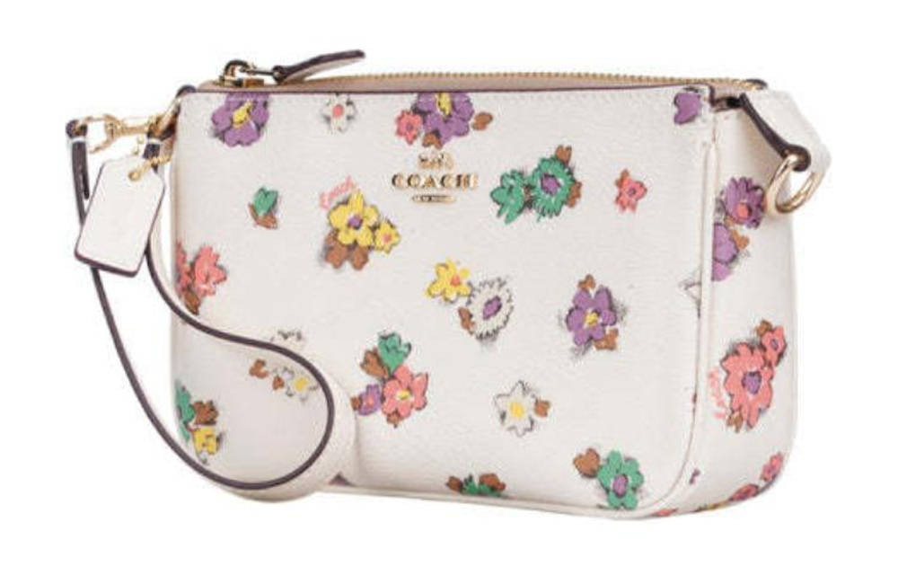 COACH Nolita Refined Pebbled Leather Pochette, Shoulder Bag, Wrist Bag, Clutch Small Women"s White