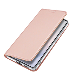 Чехол книжка из кожи розового цвета для Samsung Galaxy S26+ Плюс, серия Skin Pro Series от Dux Ducis