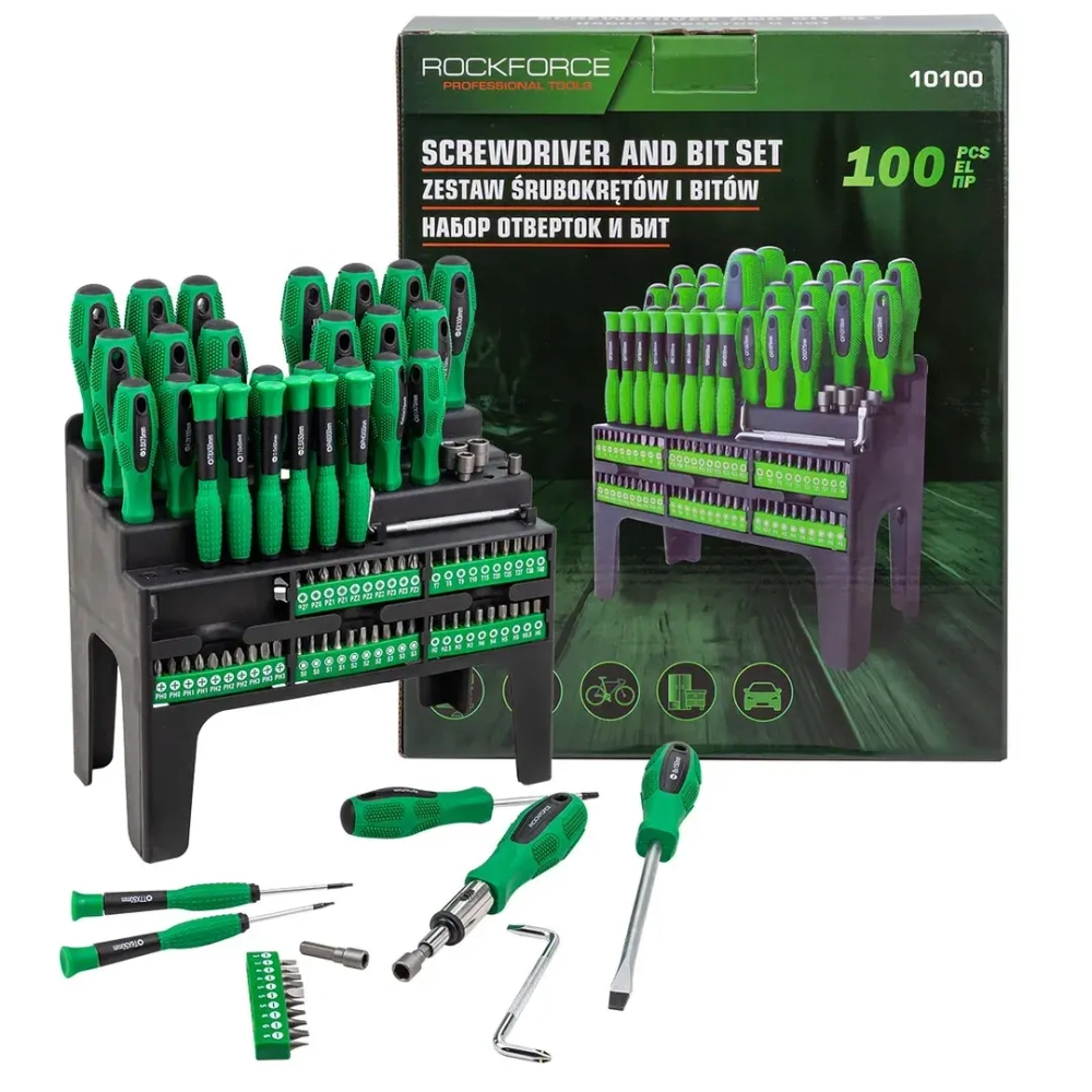 Набор отверток и бит 100пр. RockFORCE RF-10100