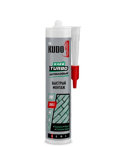 Клей KUDO HOME "Turbo" для быстрого монтажа, на акриловой основе, белый, 280 мл новинка!