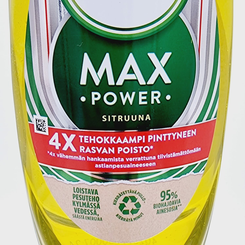 Жидкое средство для мытья посуды Fairy Max Power с ароматом лимона 450 мл (из Финляндии)