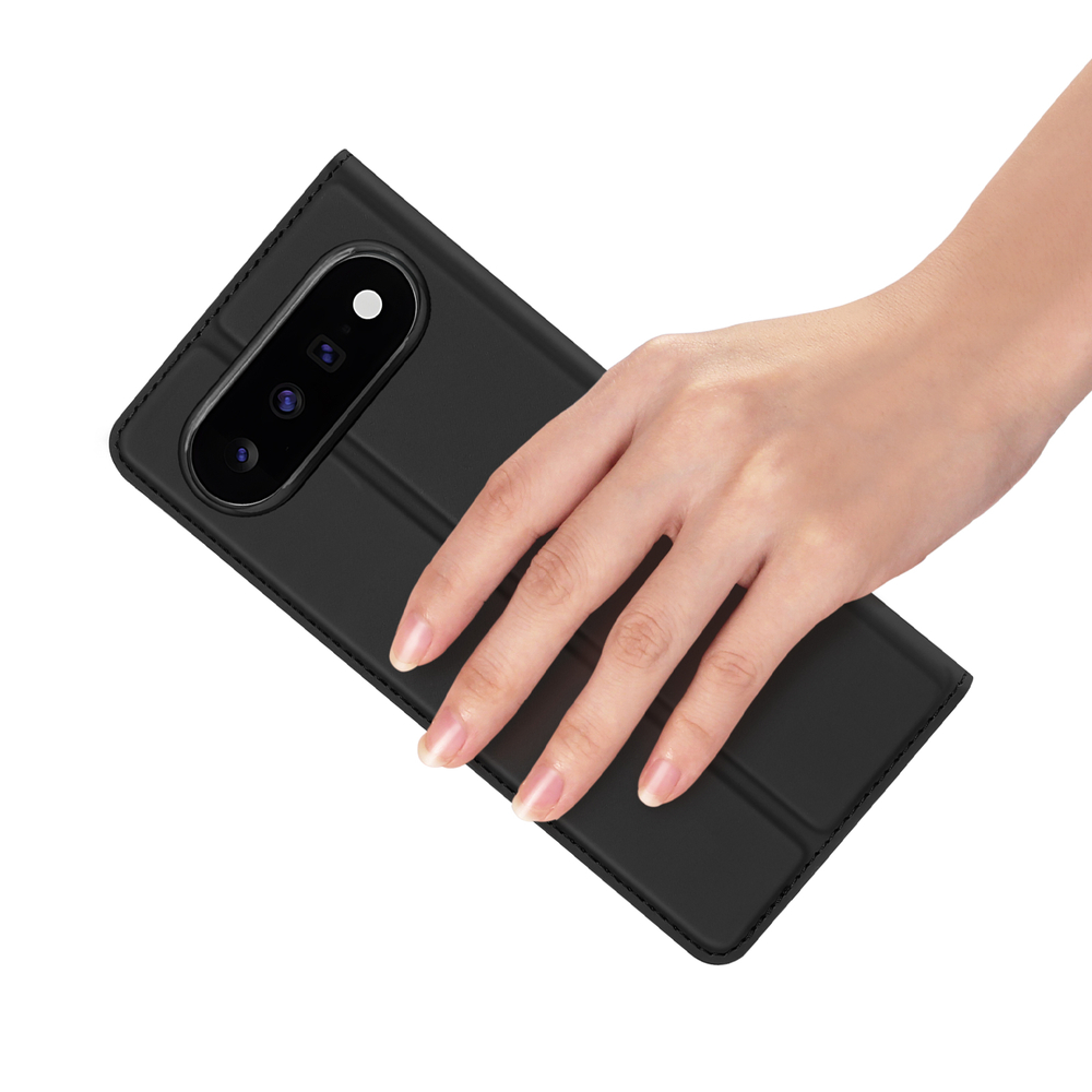 Чехол книжка из кожи черного цвета для Google Pixel 11, серия Skin Pro Series от Dux Ducis