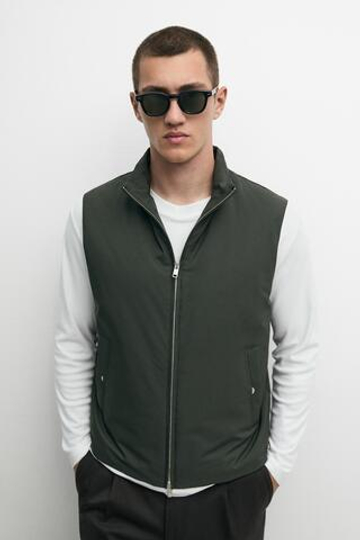 Massimo Dutti Сверхлегкий водоотталкивающий пуховый жилет, темный меланж
