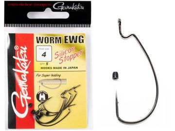 Крючки офсетные Gamakatsu WORM EWG HOOKS SIL STOPPER BLACK разм. 04 5шт.