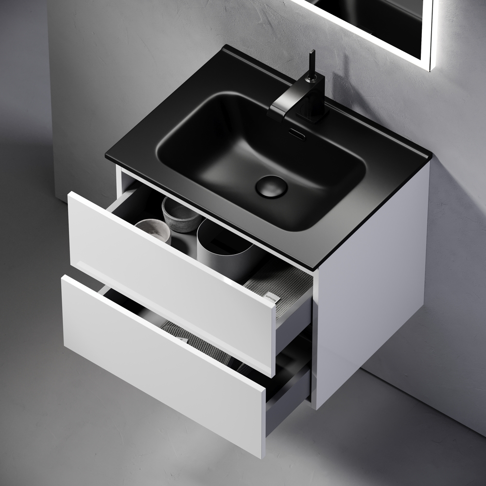 Тумба подвесная под раковину Sancos Urban, белый глянец 590х450х550, арт. UR60W
