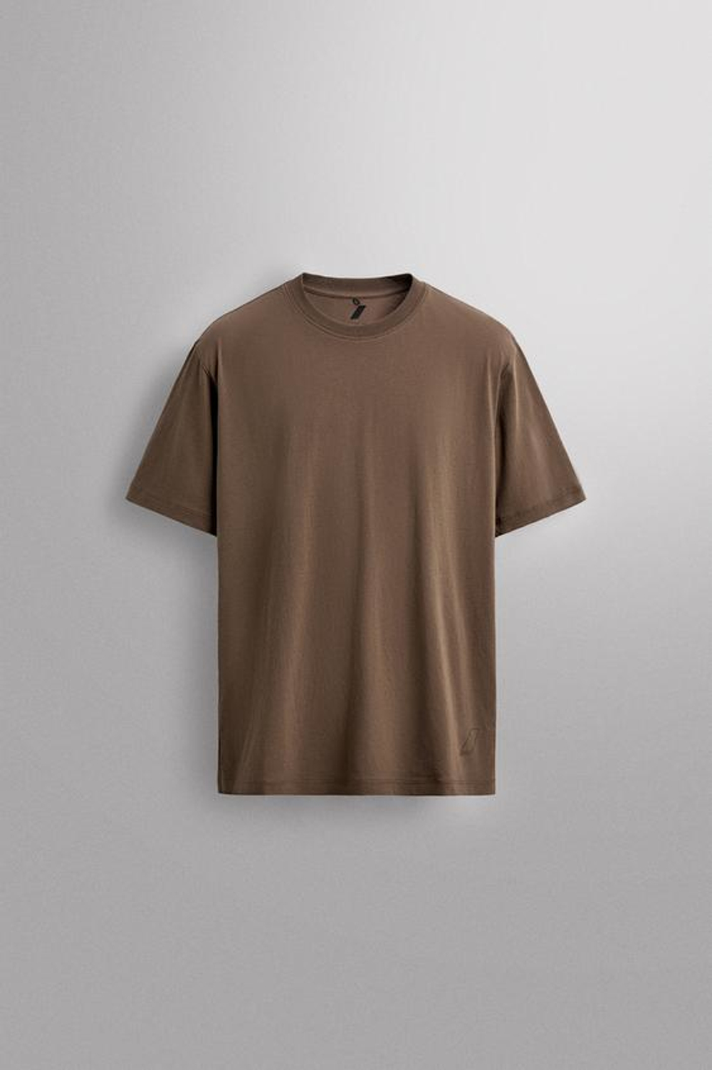 ZARA БАЗОВАЯ СПОРТИВНАЯ ФУТБОЛКА ИЗ ХЛОПКА, КОРИЧНЕВЫЙ
