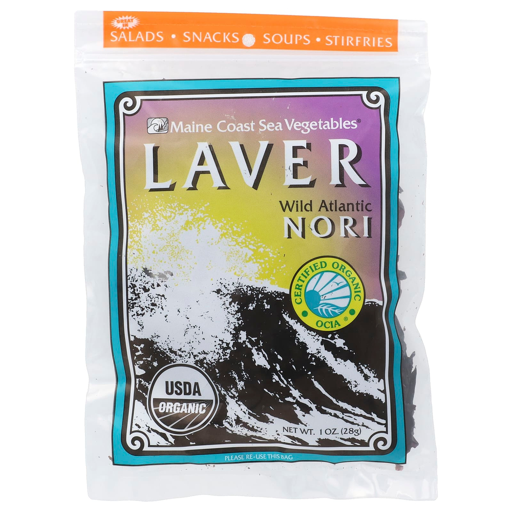 Maine Coast Sea Vegetables, Laver, дикие атлантические нори, 28 г (1 унция)