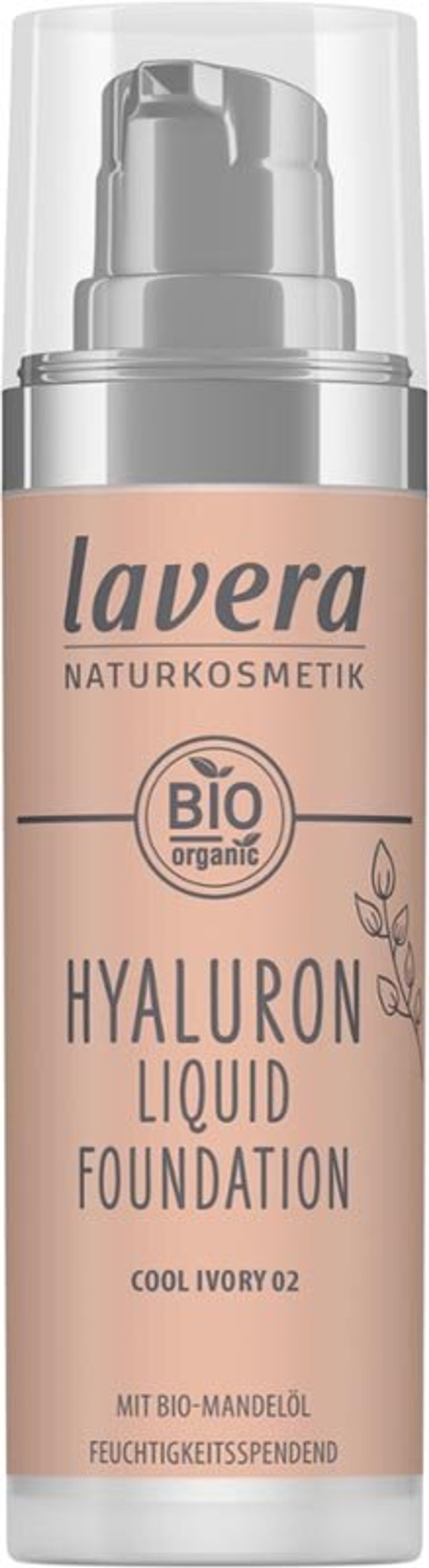 Жидкая тональная основа Hyaluron, цвет «холодный слоновая кость» 02 Lavera Naturkosmetik, 30 мл