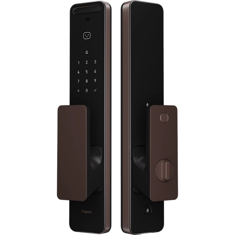 Умный замок Aqara ML-D01D врезной разбл.отпеч.паль./код/пар/NFC/прил/мех.кл 5000mAh бронзовый/черный