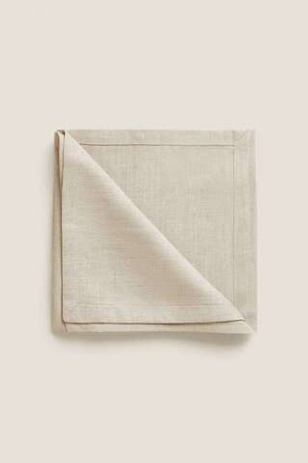 ZARA HOME БАЗОВАЯ ЛЬНЯНАЯ САЛФЕТКА (УПАКОВКА ИЗ 2 ШТУК), СВЕТЛО-БЕЖЕВЫЙ