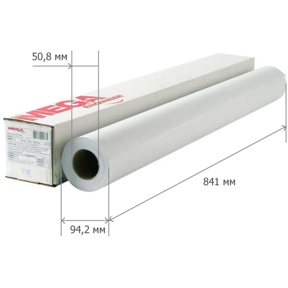 Бумага широкоформатная Комус (ProMega engineer) 80 г/кв.м, длина 45 м, ширина 841 мм, диаметр втулки 50.8 мм, 4 рулона в упаковке