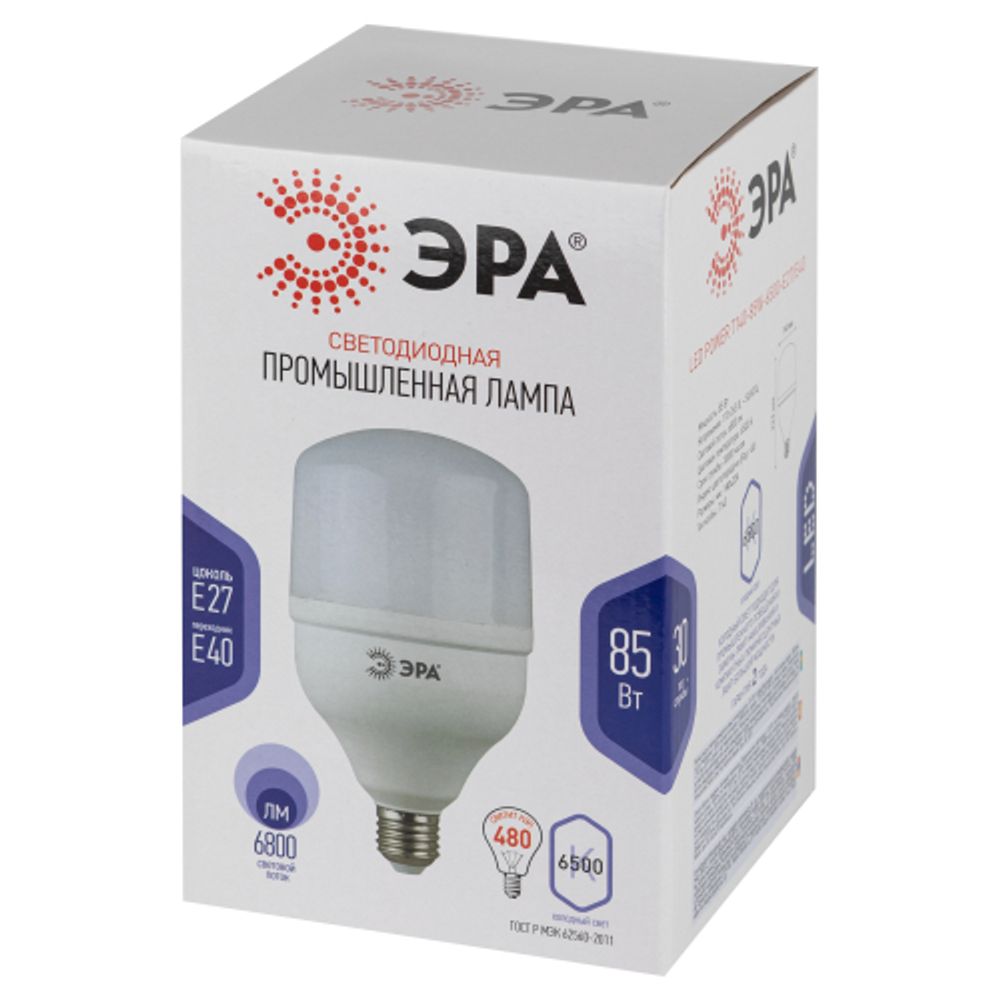 Лампа светодиодная POWER ЭРА STD LED T140-85W-6500-E27/E40 85Вт колокол холодный дневной свет Е27/Е40 | Лампы cветодиодные POWER