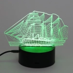 Светильник ночник «3D-Корабль» на пластиковой подставке, с включателем USB