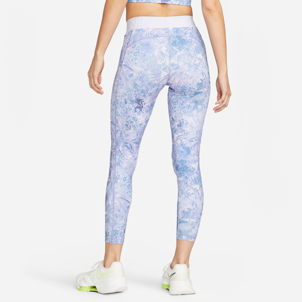 Женские теннисные брюки Nike Dri-Fit Performance Mid Rise All Over Print Tight Women - Lilac, Multicoloured