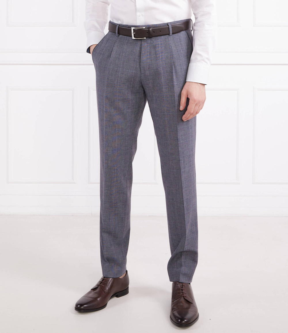 Брюки H-Genius-Pleat-232 BOSS BLACK - темно-синий(50489440)