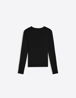 BERSHKA Футболка с длиными рукавами, черный