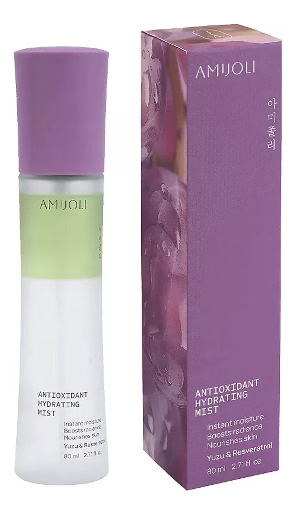AMIJOLI Двухфазный антиоксидантный мист c экстрактом юдзу и ресвератролом-Antioxidant Hydrating Mist Yuzu&Resveratrol, 80мл