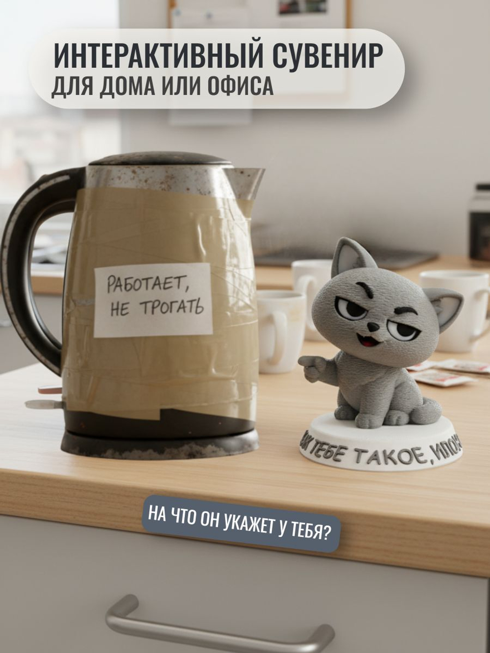 Игнорирую. Фигурка кота серии "Мемурчик" на подставке, мем-сувенир для рабочего стола, подарок коллеге