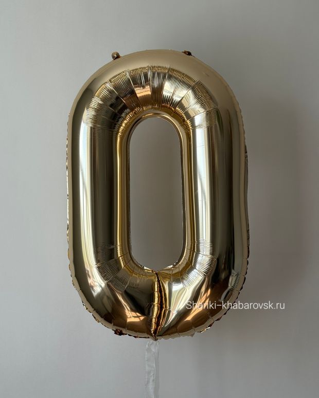 К Шар 40''102 см "Цифра 0" Белое золото (БГ-60)