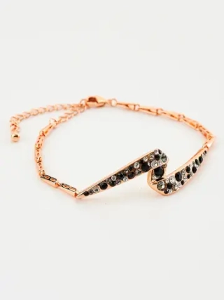 Браслет Молния с черными кристаллами Swarovski