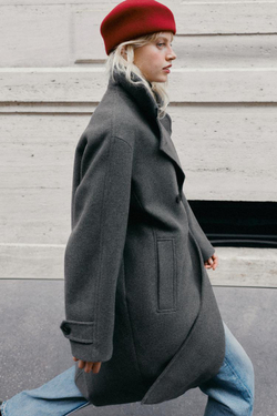 ZARA ОДНОТОННАЯ ШАПКА ИЗ 100% ШЕРСТИ, КРАСНЫЙ
