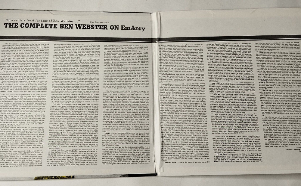 Винтажная виниловая пластинка LP Ben Webster The Big Tenor (The Complete Ben Webster On EmArcy) (USA 1985)