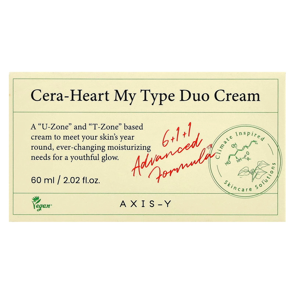 Axis-Y, Cera-Heart My Type Duo, крем для лица, 60 мл (2,02 жидк. унции)