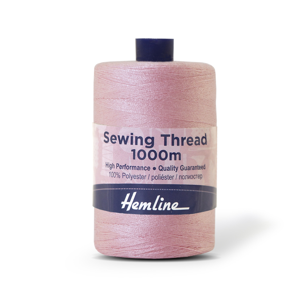 Нить универсальная Hemline для шитья, 100% полиэстер, цвет карамельно-розовый, 1000 м