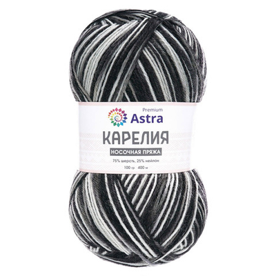 Пряжа Astra Premium (Астра Премиум) Карелия носочная (Karelia sock) / уп.2 мот. по 100 г, 400 м, 1015
