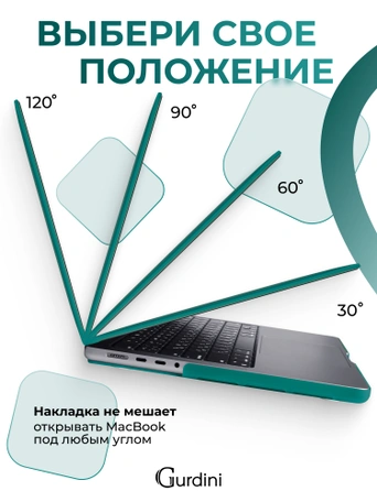 Чехол накладка Gurdini для Macbook Pro 14.2" 2021 (A2442) пластик матовый Emerald Green