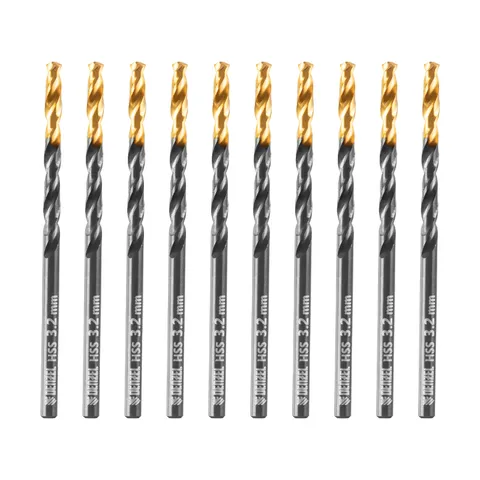 Сверло по металлу, 3,2 мм, HSS-Tin, Golden Tip, 10 шт. Denzel