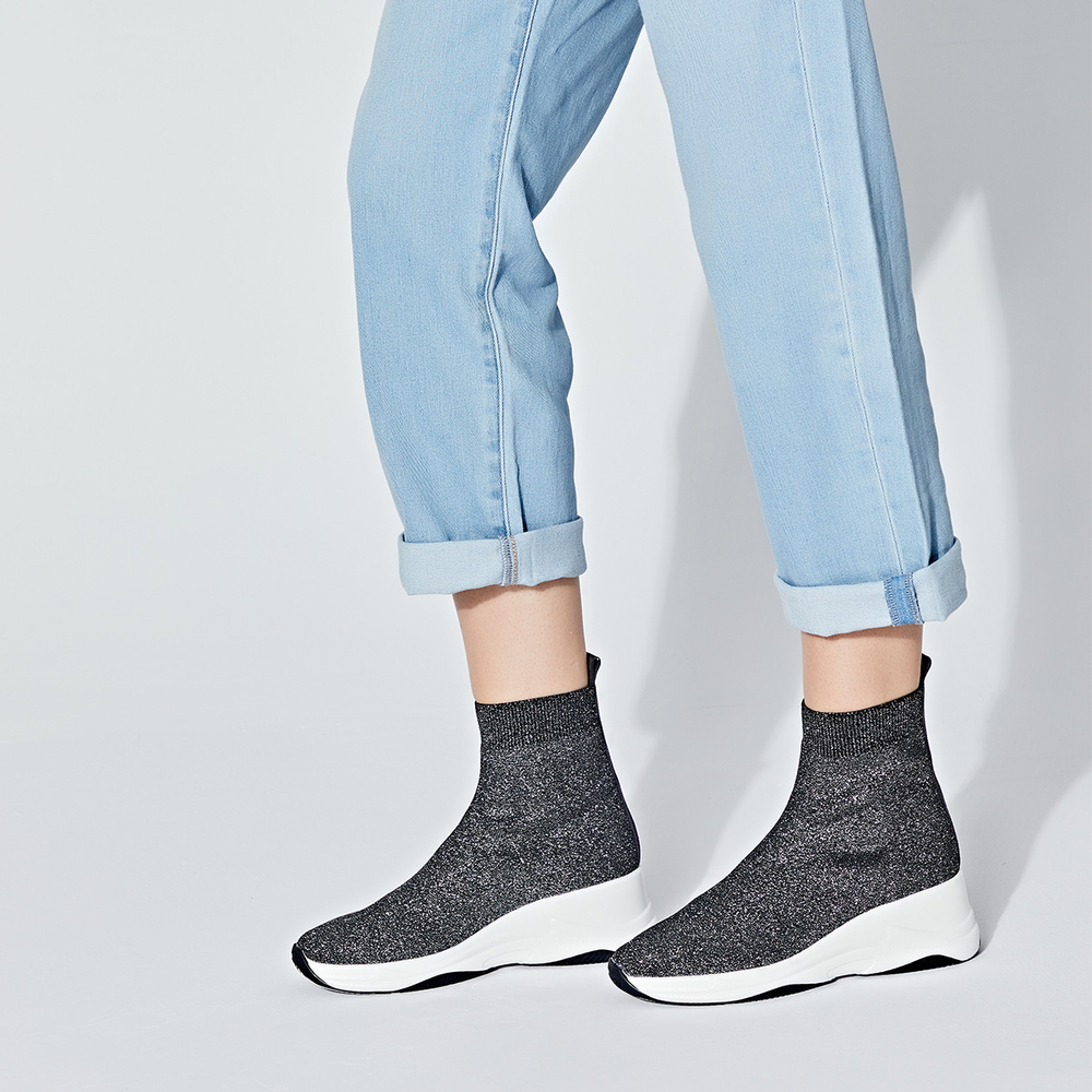 DG Stretch & Sock Boots Women"s Black/Gunmetal