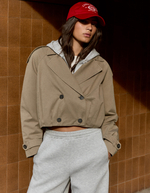 Женский короткий тренч с защипами - BERSHKA