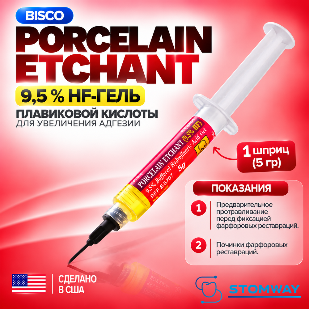 Porcelain Etchant 9,5% (5гр.) Порцелайн Этчант, гель плавиковой кислоты для травления керамики