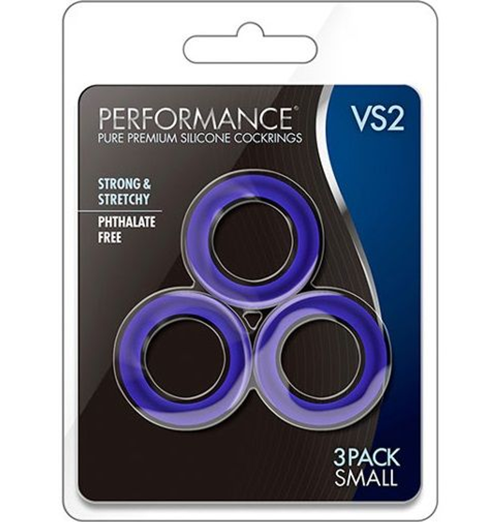 Набор из 3 синих эрекционных колец VS2 Pure Premium Silicone Cock Rings (Цвет: синий)