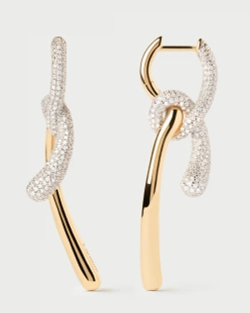 Серьги Pav Twist Hoops серебро 925 пробы покрытое золотом