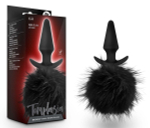 Силиконовая анальная пробка с чёрным заячьим хвостом Bunny Tail Pom Plug - 12,7 см.