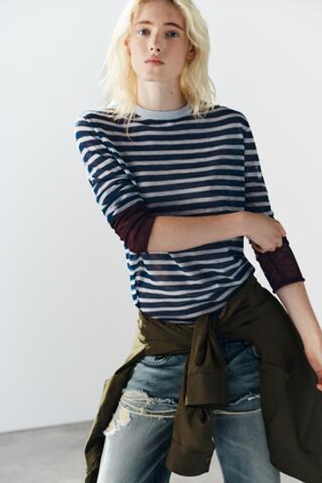 ZARA СВИТЕР В ПОЛОСКУ, МОРСКОЙ ЯРКО-СИНИЙ