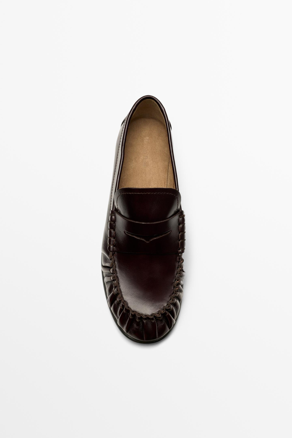 Massimo Dutti Лоферы из присборенной кожи, коричневый