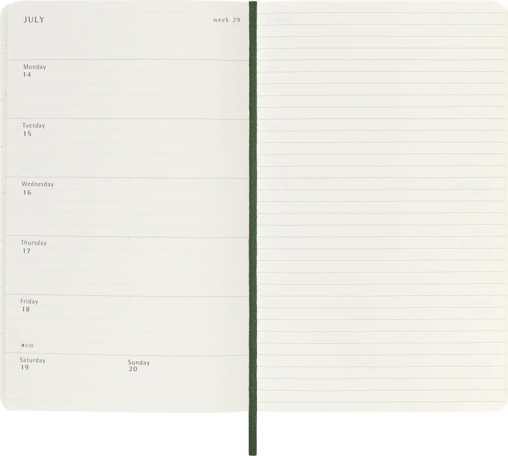 Еженедельник Moleskine Classic Soft (DSK1512WN3) 13х21см мягкая обложка зеленый